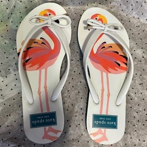 Kate Spade flamingo white flip flops size 5/6